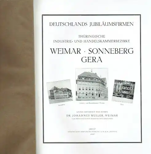 Thüringische Industrie- und Handelskammerbezirke Weimar - Sonneberg - Gera. 