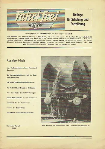 Fahrt frei
 Beilage für Schulung und Fortbildung
 Wochenzeitung der deutschen Eisenbahner, Heft 11/1956. 