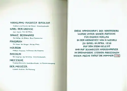 Wolfram von den Steinen: Um die Pfalz
 Ein Basler Geisterreigen. 