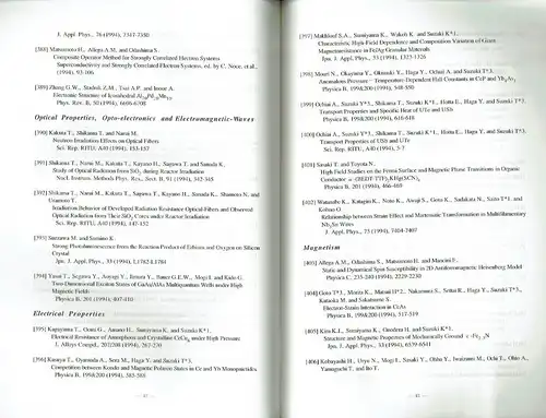 List of Papers
 Published by the members of Institute for Materials Research Tôhoku University. 