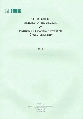 List of Papers
 Published by the members of Institute for Materials Research Tôhoku University
 1993. 