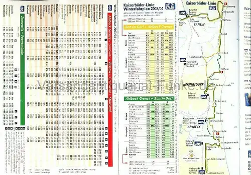 Usedom-Stralsund
 Winterfahrplan 2003/04 UBB und Kaiserbäder-Linie. 