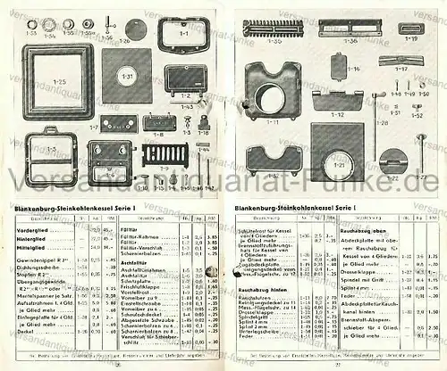 Blankenburg Kessel-Einzelteile. 