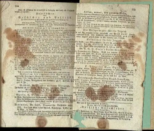 Verzeichnis der Bücher, Landkarten etc. welche vom Juli bis December 1836
 neu erschienen oder neu aufgelegt worden sind, mit Angabe der Bogenzahl, der Verleger, der...