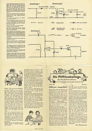 Pfiffikusbeilage des Kinderfernsehens / Bauanleitung
 Konvolut von 8 Beilagen. 