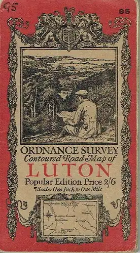 Contoured Road Map of Luton. 