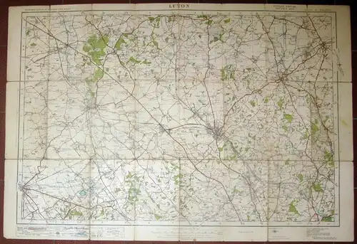 Contoured Road Map of Luton. 
