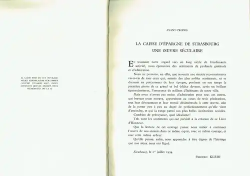 Frédéric Klein: Historique de la Caisse d'Epargne de Strasbourg 1834-1934. 