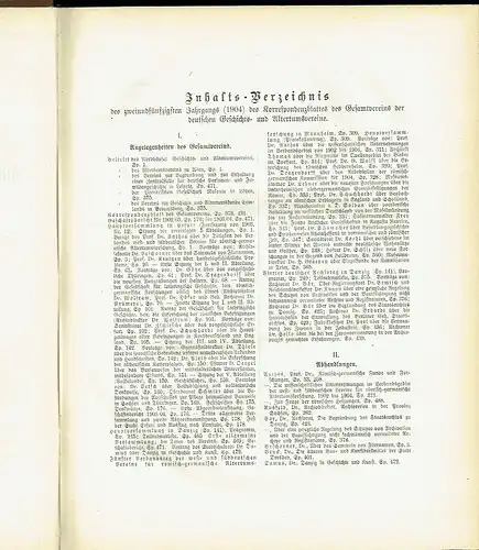 Korrespondenzblatt des Gesamtvereins der deutschen Geschichts- und Altertumsvereine
 52. und 53. Jahrgang. 