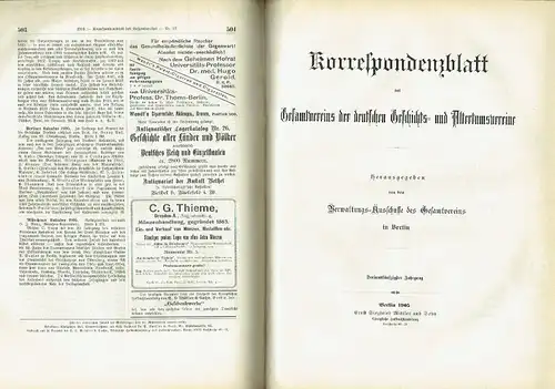 Korrespondenzblatt des Gesamtvereins der deutschen Geschichts- und Altertumsvereine
 52. und 53. Jahrgang. 