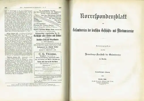 Korrespondenzblatt des Gesamtvereins der deutschen Geschichts- und Altertumsvereine. 