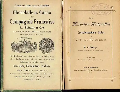 Dr. H. Oeffinger: Die Kurorte und Heilquellen des Großherzogtums Baden
 für Ärzte und Heilbedürftige. 