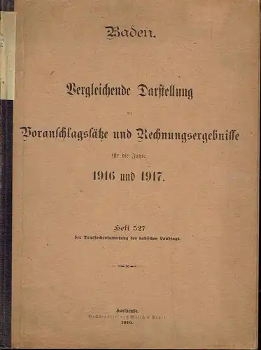 Vergleichende Darstellung der Voranschlagssätze und Rechnungsergebnisse für die Jahre 1916 und 1917. 