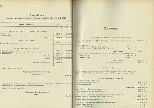 Rechnungs-Nachweisungen für die Jahre 1917 und 1918
 samt den Berichten des landständischen Ausschusses über die Prüfung des Rechnungen der Amortisationskasse, des Domänengrundstocks und der Eisenbahnschuldentilgungskasse...