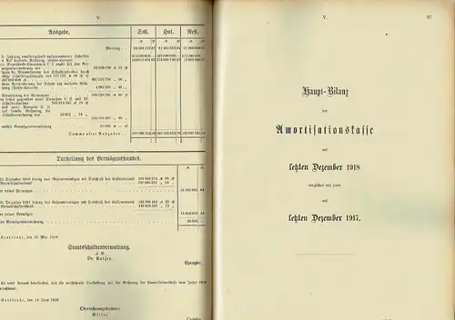 Rechnungs-Nachweisungen für die Jahre 1917 und 1918
 samt den Berichten des landständischen Ausschusses über die Prüfung des Rechnungen der Amortisationskasse, des Domänengrundstocks und der Eisenbahnschuldentilgungskasse. 