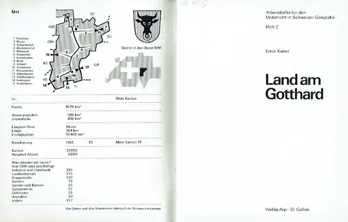 Ernst Kaiser: Land am Gotthard
 Arbeitshefte für den Unterricht in Schweizer Geografie, Heft 2. 