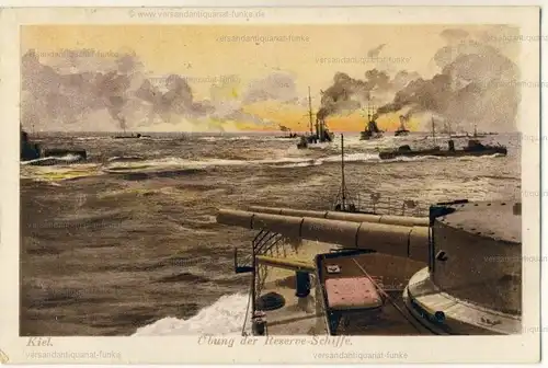 Kiel - Übung der Reserve-Schiffe
 Ansichtskarte / Postkarte, Motiv aus Schleswig-Holstein, Verlagsnummer 13, benutzt 1922. 