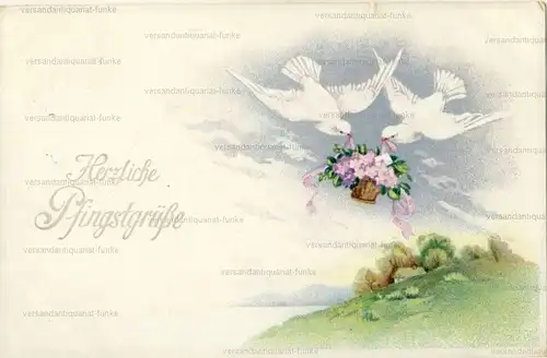 5 Glückwunschkarten zu Pfingsten 1913 bis 1925
 original Postkarten. 