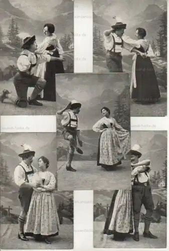 Salzburger Almtanz - Serie I - Bild I bis X komplett
 10 Postkarten, postalisch unbenutzt. 