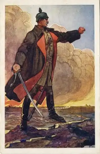 Feldpostkarte Nr. 212
 Ansichtskarte / Postkarte, Motiv aus Frankreich, benutzt Feldpost Meißen 7.5.1918 (ohne Marke). 