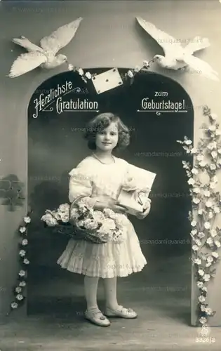 5 Glückwunschkarten zum Geburtstag 1913 bis 1932
 original Postkarten. 