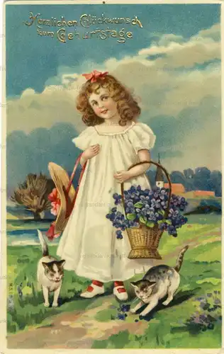 6 Glückwunschkarten zum Geburtstag 1910 bis 1916
 original Postkarten. 