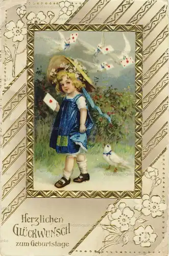 6 Glückwunschkarten zum Geburtstag um 1917
 original Postkarten. 