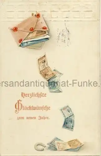 Herzliche Glückwünsche zum neuen Jahre
 Ansichtskarte / Postkarte, Verlagsnummer 16229, benutzt Dresden 31.12.1914, geprägt. 