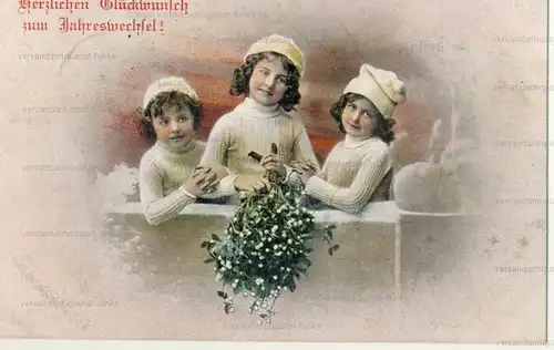 5 Glückwunschkarten zum Neujahr 1906 bis 1942
 original Postkarten. 