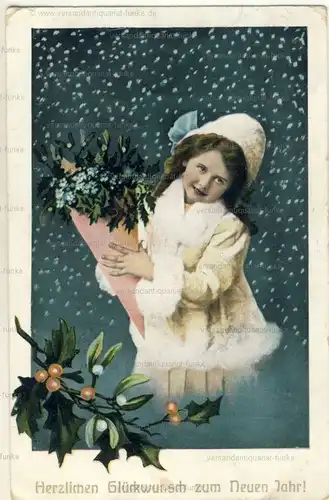 6 Glückwunschkarten zum Neujahr 1910 bis 1914
 original Postkarten. 
