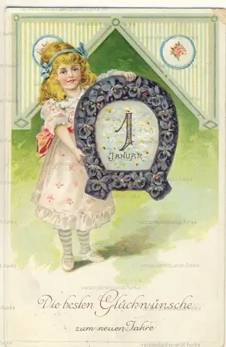 6 Glückwunschkarten zum Neujahr 1911 bis 1924
 original Postkarten. 