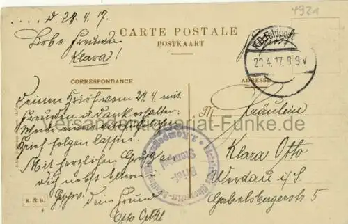 Arlon - Musée Provinciale
 Landschaft / Region: Arel / Aarlen - Belgique / Belgien, postalisch benutzt 28.4.1917 Feldpost / Briefstempel Sächsisches Minenwerfer-Bataillon 8, 2. Kompagnie. 