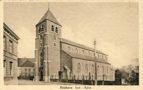Etichove Kerk - Eglise (= Etikhove)
 Ansichtskarte / Postkarte, Motiv aus Belgien, unbenutzt, adressiert, aber kein Text "Maarkedal ist eine belgische Gemeinde in der Region Flandern mit 6448 Einwohnern. Sie besteht aus den Ortsteilen Etikhove, Maarke-Ker