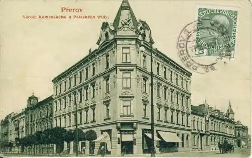 Prerov   Nároži Komenského a Palackého tridy
 Ansichtskarte / Postkarte, Motiv aus Böhmen / Deutsch: Prerau, in Tschechien, benutzt Prerov 1, Datum des Poststempels.. 