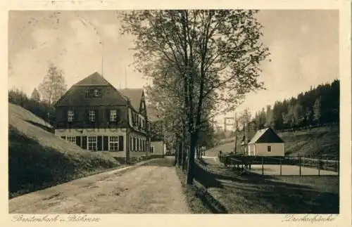 Breitenbach in Böhmen - Dreckschänke
 Ansichtskarte / Postkarte, Motiv heute Potucky in Tschechien, benutzt 17.8.1925 Breitenbach. 