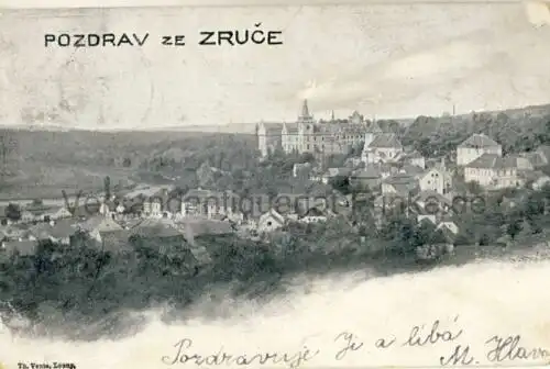 Pozdrav ze Zruce
 Ansichtskarte / Postkarte, Motiv aus Böhmen / heute Zruc nad Sázavou (deutsch Srutsch an der Sasau) in Tschechien, benutzt 4.8.1901 Zruc. 