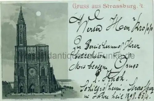 Gruss aus Strassburg
 Ansichtskarte / Postkarte, Motiv aus Elsass / Frankreich, Verlagsnummer 5901, benutzt 26.4.1898. 