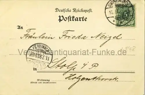 Gruss aus Swinemünde - Fischbollwerk
 Ansichtskarte / Postkarte, Motiv aus Pommern, heute Swinoujscie in Polen, Verlagsnummer 1391, benutzt 10.7.1898 Swinemünde. 