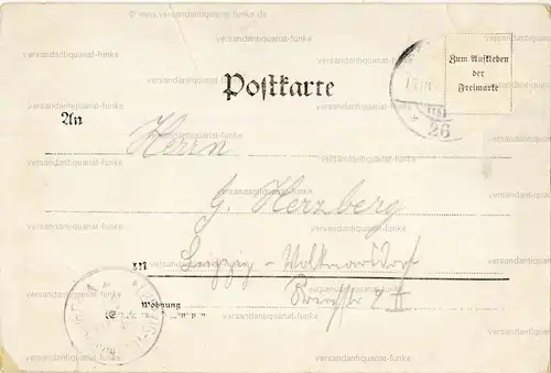 Gruss aus Restaurant Schumacher, Berlin, Skalitzer Straße 126
 Ansichtskarte / Postkarte, Motiv aus Berlin, benutzt 15.10.1899. 