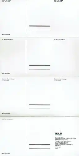 Grüsse aus Berlin / Berlin
 Ansichtskarte / Postkarte, Motive aus Berlin, Hauptstadt der DDR, Verlagsnummer Ag 748/9/88 / 01/15/0796/1 (0469, 0802, 0801, 0800, 0799, 0798, 0803), unbenutzt  2 komplette Ansichtskartenhefte mit 17 unbenutzten Karten. 