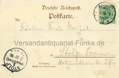 Gruss aus Hamburg - Alter Jungfernstieg
 Ansichtskarte / Postkarte, benutzt 2.12.1898 Hamburg. 