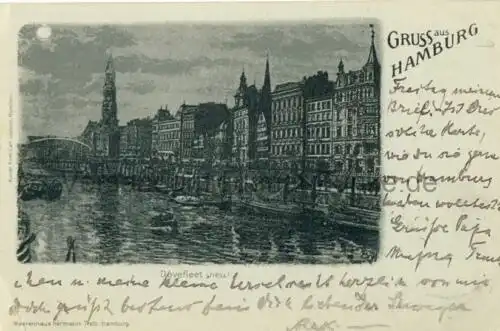 Gruss aus Hamburg - Dovefleet (neu)
 Ansichtskarte / Postkarte, benutzt 1.12.1898 Hamburg. 