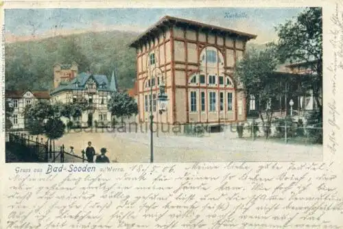 Gruss aus Bad Sooden a. Werra / Kurhalle
 Ansichtskarte / Postkarte, Motiv aus Bad Sooden-Allendorf / Hessen, benutzt 19.5.1906 Eschwege. 