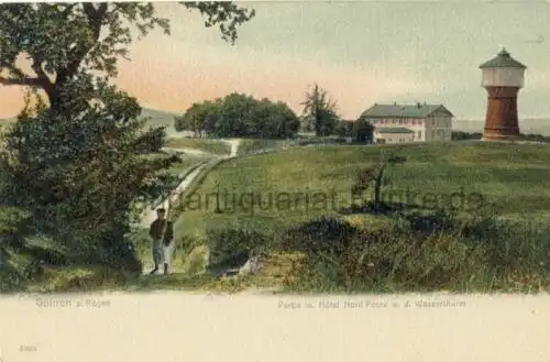 Göhren auf Rügen - Partie mit Hôtel Nord Peerd u. d. Wasserthurm
 Ansichtskarte / Postkarte, Motiv aus Mecklenburg-Vorpommern, Verlagsnummer 19142. 3002 , unbenutzt, Chromolitho. 