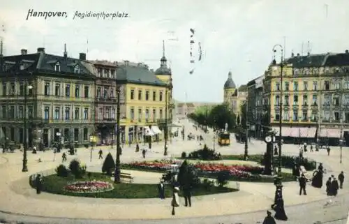 Hannover - Aegidienthorplatz
 Ansichtskarte / Postkarte, Motiv aus Niedersachsen, benutzt Hannover 24.12.1911. 