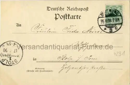 Gruss aus Dortmund / Kronenburg - Schwanenteich
 Ansichtskarte / Postkarte, Motiv aus Nordrhein-Westfalen, Verlagsnummer 4034, benutzt 16.10.1898 Dortmund. 