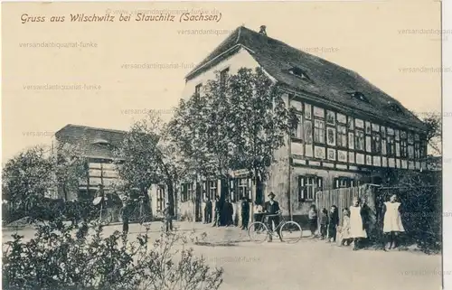 Gruss aus Wilschwitz bei Stauchitz
 Ansichtskarte / Postkarte, Motiv aus Ortsteil von Stauchitz bei Meissen, die Nachbarstädte sind Oschatz (15 km), Meißen (23 km), Döbeln (23 km), und Riesa (10 km), Verlagsnummer 241, unbenutzt. 