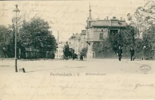 Reichenbach - Wilhelm-Strasse
 Ansichtskarte / Postkarte, Motiv aus Sachsen / Vogtland, Verlagsnummer Nr. 244, benutzt 16.8.1903 Reichenbach. 