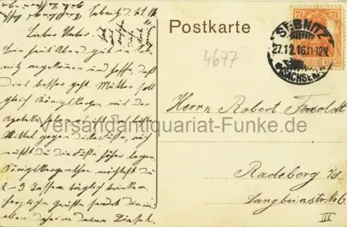 Radeberg - Evangel. Kirche
 Ansichtskarte / Postkarte, Motiv aus Sachsen, Verlagsnummer 866, benutzt 27.12.1916 Sebnitz. 