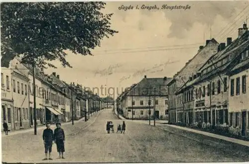 Sayda - Hauptstrasse
 Ansichtskarte / Postkarte, Motiv aus Sachsen / Erzgebirge, benutzt 10.8.1919 Sayda. 